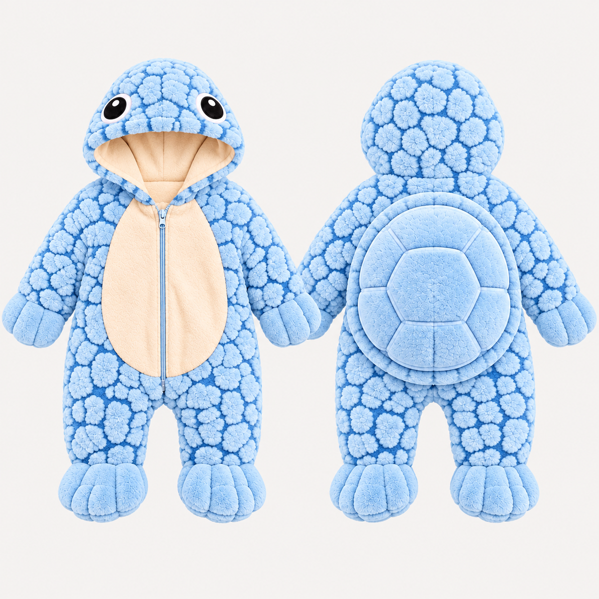 Macacão Little Turtle Azul — Frente e costas