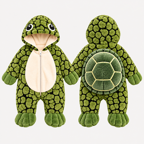 Macacão Little Turtle Verde — Frente e costas