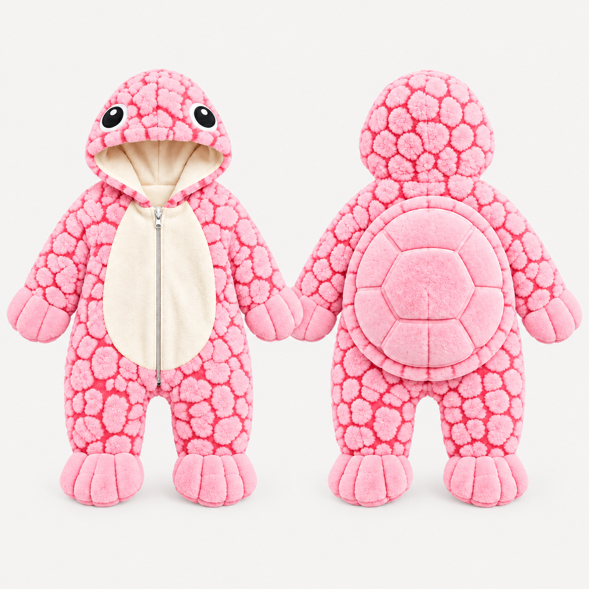 Macacão Little Turtle Rosa — Frente e costas